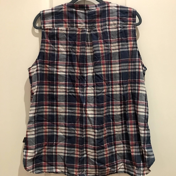Eddie Bauer sleeveless blouse plaid cotton vest - Picture 8 of 10